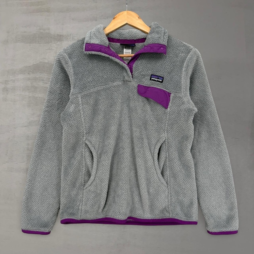 Patagonia Re-Tool Snap-T Fleece Pullover Grey Purple Women's Small